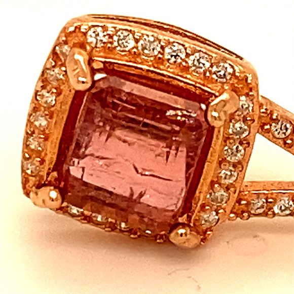 Red Tourmaline 2.10ct Rose Gold Silver Pendant - Picture 5 of 5